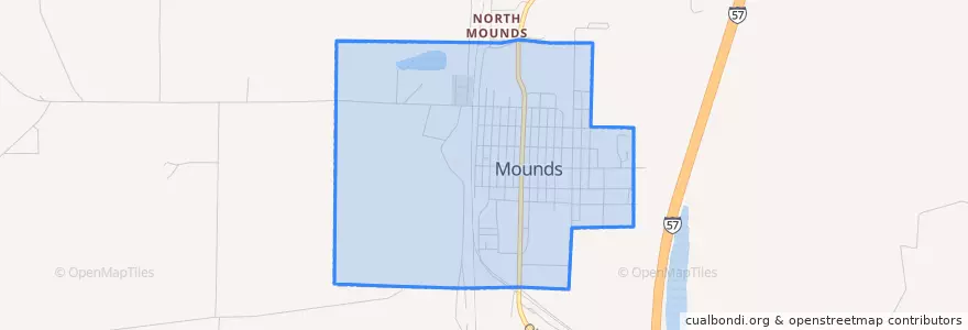 Mapa de ubicacion de Mounds.