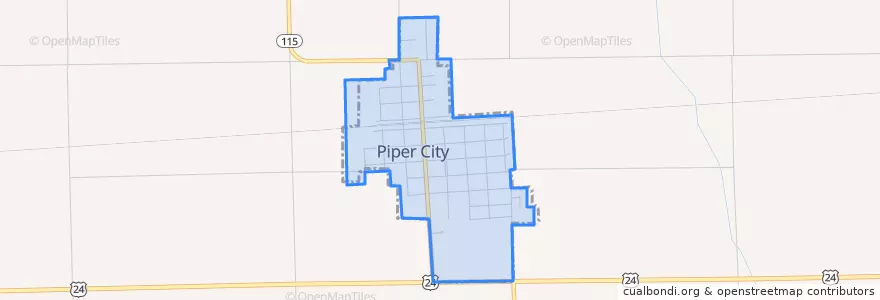 Mapa de ubicacion de Piper City.