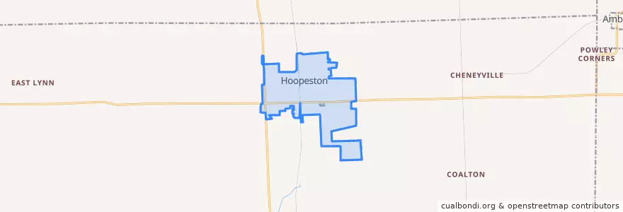Mapa de ubicacion de Hoopeston.