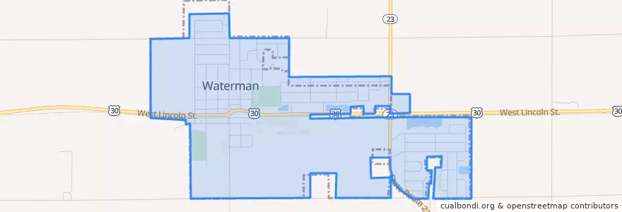 Mapa de ubicacion de Waterman.