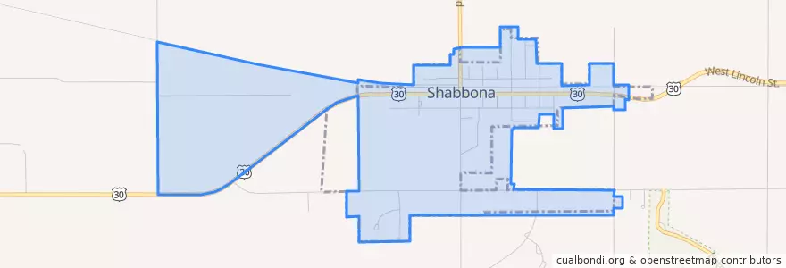 Mapa de ubicacion de Shabbona.