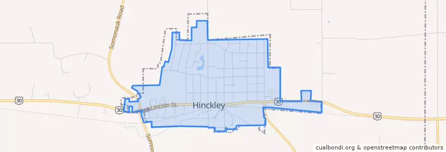 Mapa de ubicacion de Hinckley.