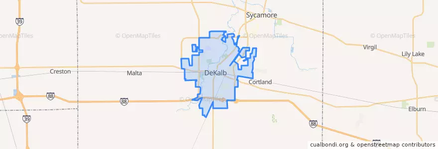 Mapa de ubicacion de DeKalb.