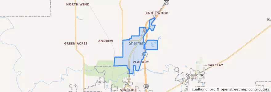 Mapa de ubicacion de Sherman.