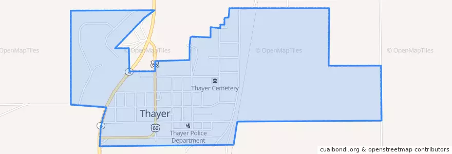 Mapa de ubicacion de Thayer.