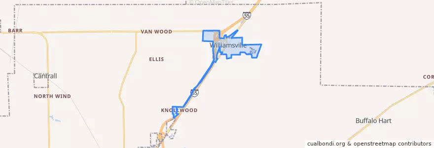 Mapa de ubicacion de Williamsville.