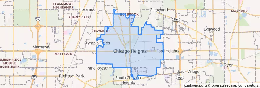 Mapa de ubicacion de Chicago Heights.
