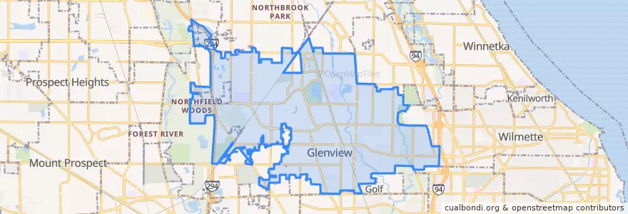 Mapa de ubicacion de Glenview.