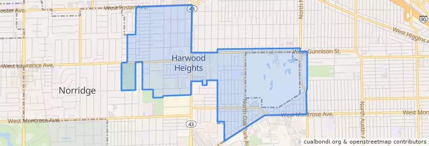 Mapa de ubicacion de Harwood Heights.