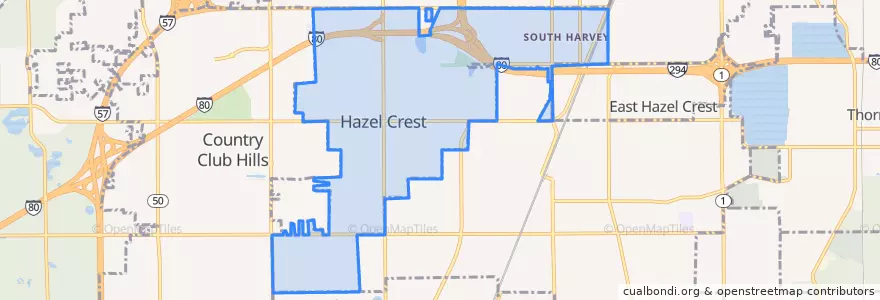 Mapa de ubicacion de Hazel Crest.