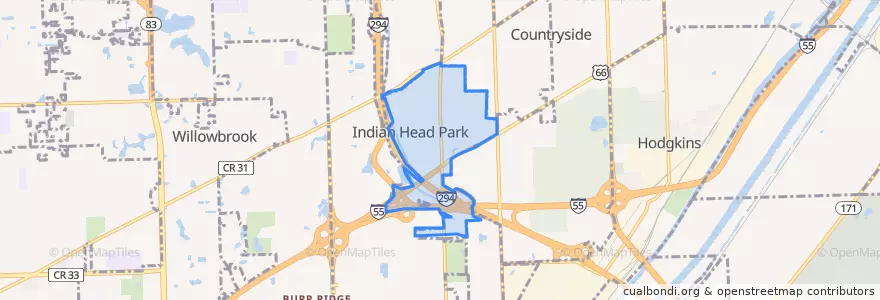 Mapa de ubicacion de Indian Head Park.