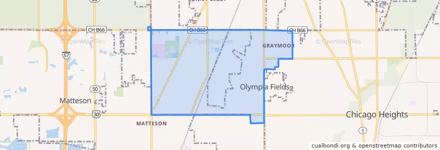 Mapa de ubicacion de Olympia Fields.
