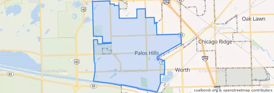 Mapa de ubicacion de Palos Hills.