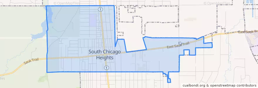 Mapa de ubicacion de South Chicago Heights.