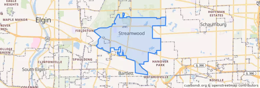 Mapa de ubicacion de Streamwood.