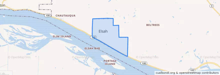 Mapa de ubicacion de Elsah.