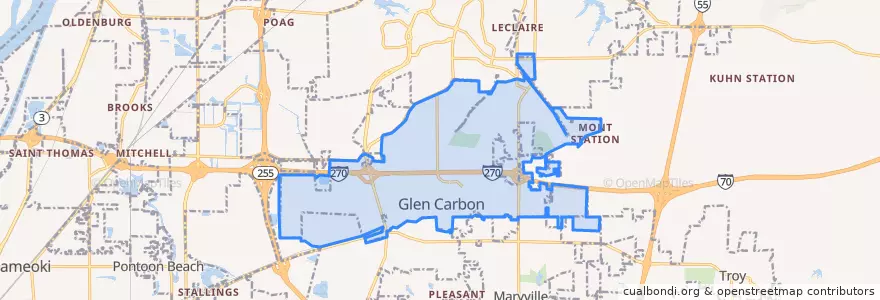 Mapa de ubicacion de Glen Carbon.