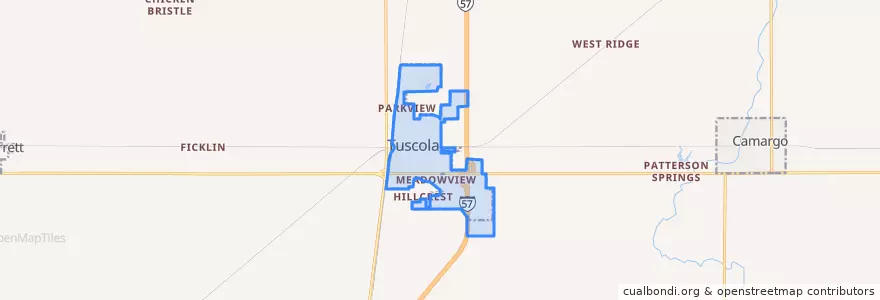 Mapa de ubicacion de Tuscola.