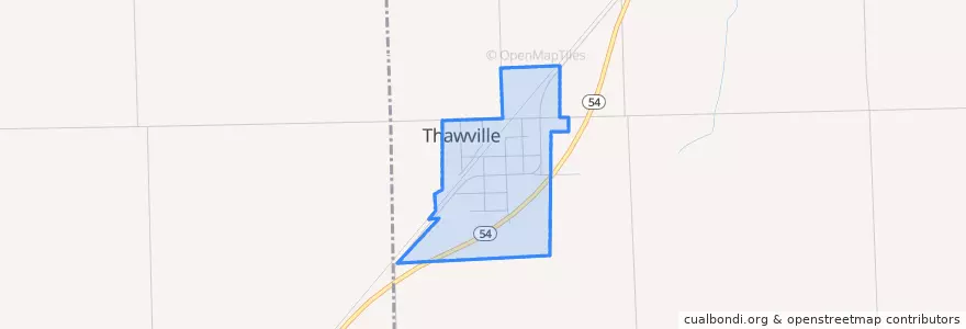 Mapa de ubicacion de Thawville.