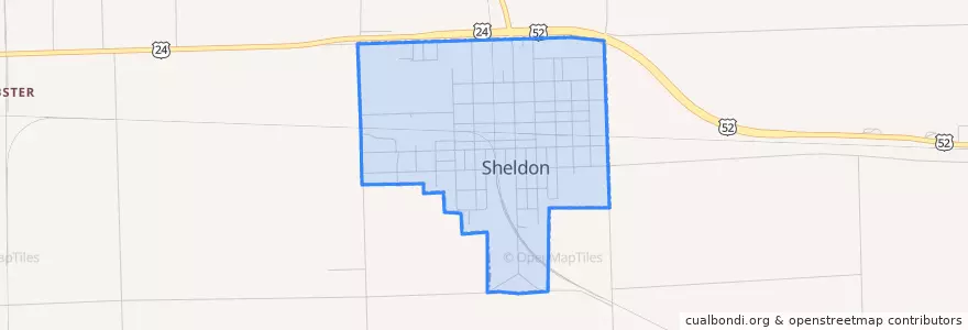 Mapa de ubicacion de Sheldon.
