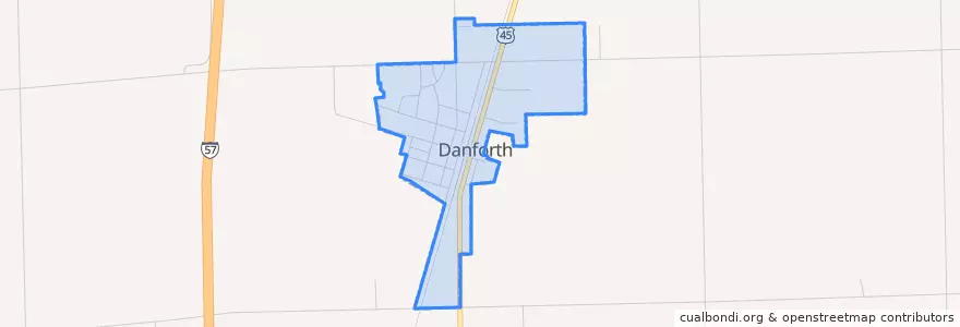 Mapa de ubicacion de Danforth.