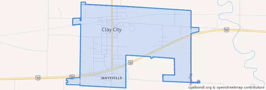 Mapa de ubicacion de Clay City.