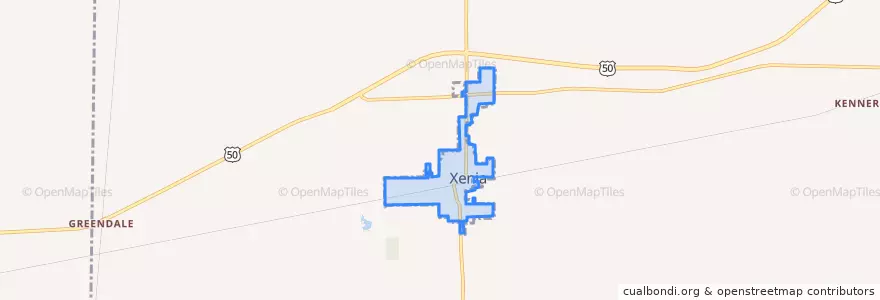 Mapa de ubicacion de Xenia.