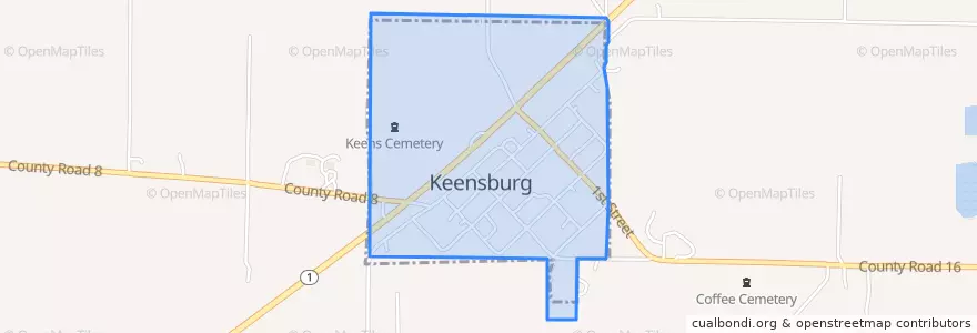 Mapa de ubicacion de Keensburg.