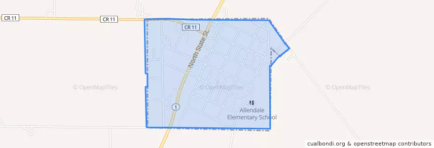 Mapa de ubicacion de Allendale.