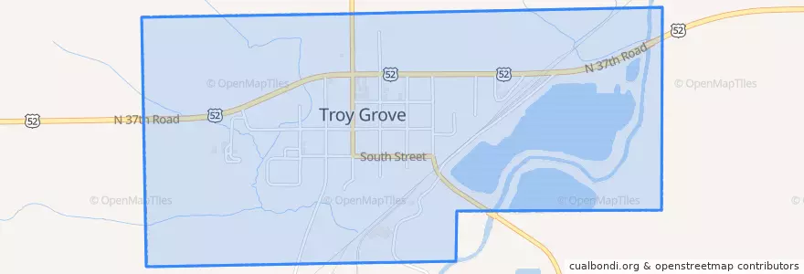Mapa de ubicacion de Troy Grove.