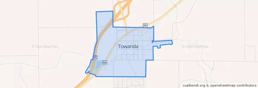 Mapa de ubicacion de Towanda.