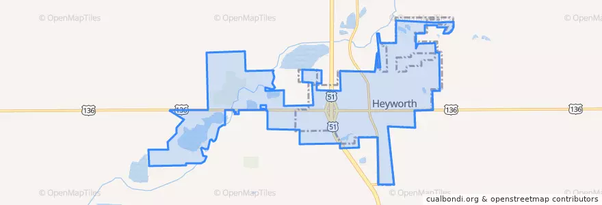 Mapa de ubicacion de Heyworth.