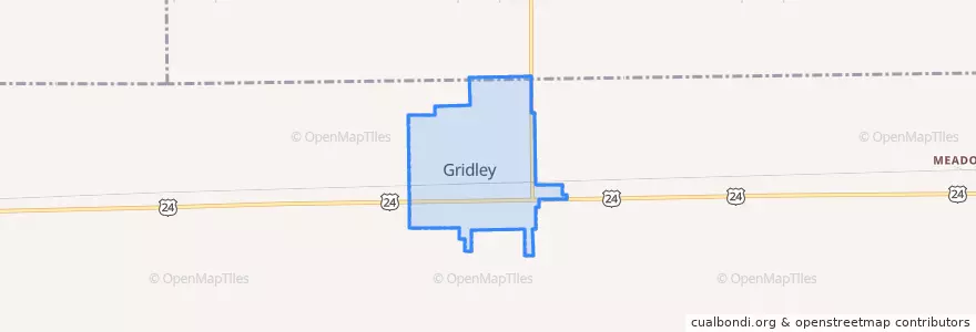 Mapa de ubicacion de Gridley.