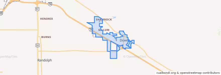 Mapa de ubicacion de Downs.