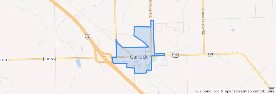 Mapa de ubicacion de Carlock.