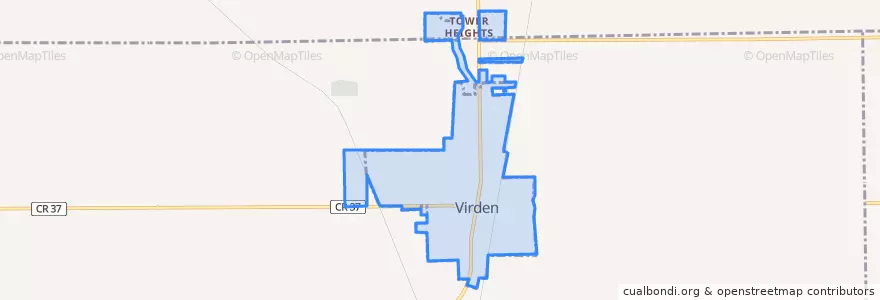 Mapa de ubicacion de Virden.