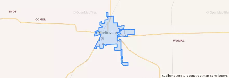 Mapa de ubicacion de Carlinville.