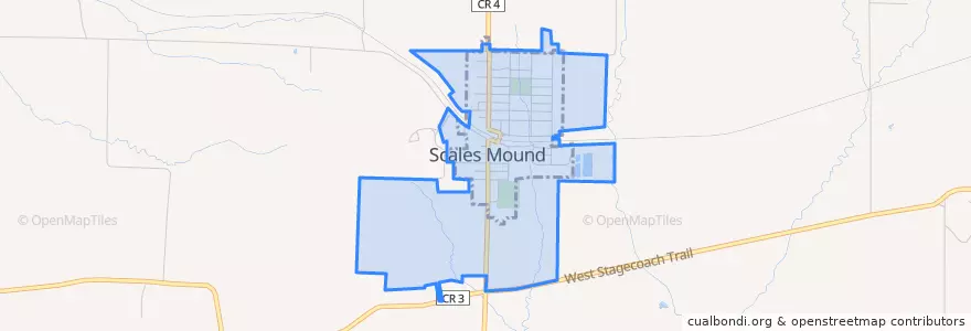 Mapa de ubicacion de Scales Mound.