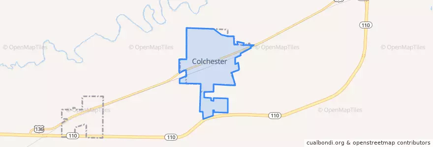 Mapa de ubicacion de Colchester.