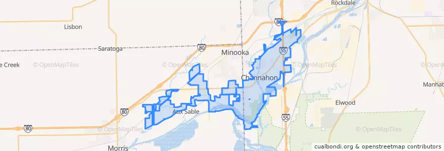 Mapa de ubicacion de Channahon.