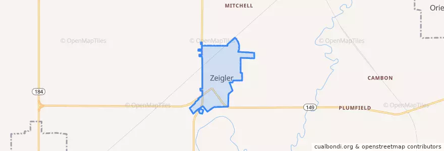 Mapa de ubicacion de Zeigler.