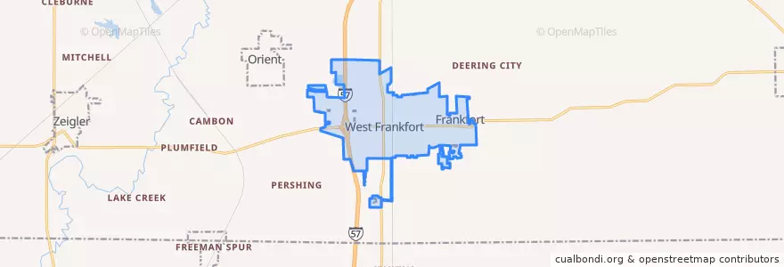 Mapa de ubicacion de West Frankfort.