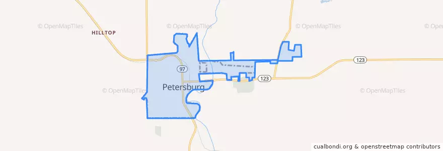 Mapa de ubicacion de Petersburg.