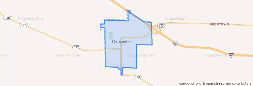 Mapa de ubicacion de Okawville.