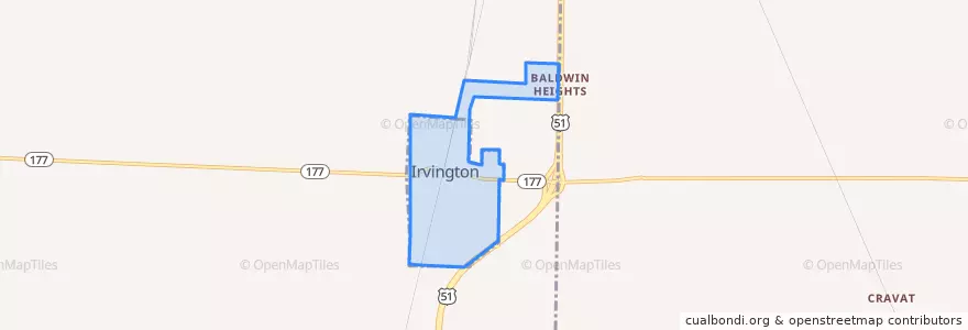 Mapa de ubicacion de Irvington.