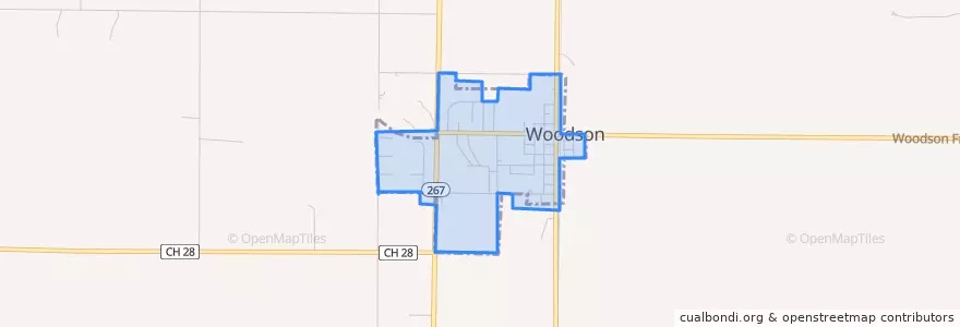 Mapa de ubicacion de Woodson.