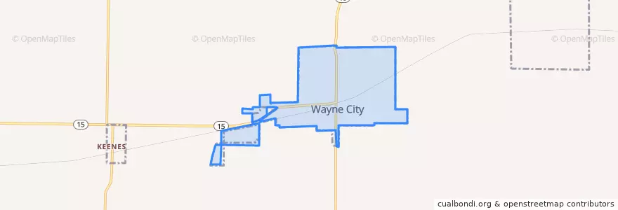 Mapa de ubicacion de Wayne City.