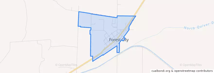 Mapa de ubicacion de Forest City.