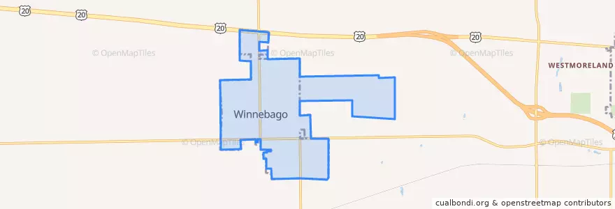 Mapa de ubicacion de Winnebago.