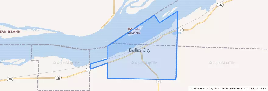 Mapa de ubicacion de Dallas City.